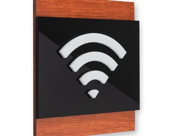 Letrero de contraseña de WiFi: Decoración para habitación de invitados, madera y acrílico