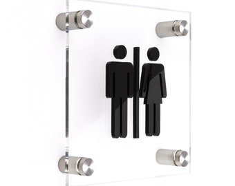 Bsign - Wc Bathroom Sign - Toilet Door Plaque - All Gender Restroom Plate