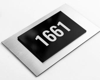 Modern Door Numbers Sign - Metal Apartment Number - Number Plate - Stainless steel plaque