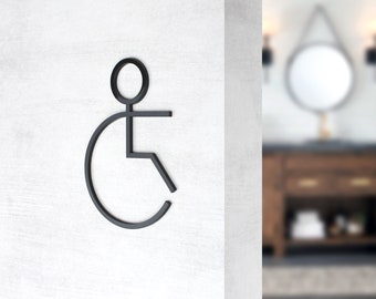 Bsign - Cartello per disabili per il bagno - Decalcomania per disabili per il bagno - Cartello per WC moderno