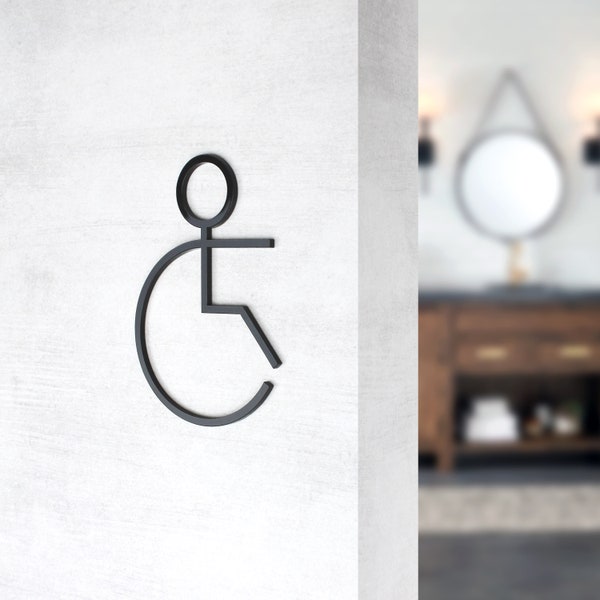 Bsign - Restroom Handicap Sign - Bathroom Handicap Decal - Modern Toilet Sign