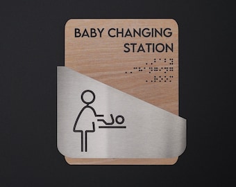 Baby Change Room Sign for Mother - door plate "Downhill" Design