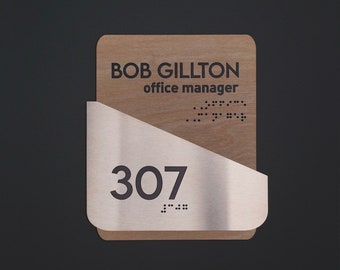 Door number Sign for Office Room - with name and number Wall Room Signage - Decor Plate,  Apartment Door Numbers