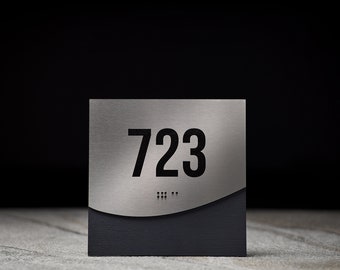 Bsign - Wooden Braille Signs Apartment Door Numbers, Unit Number Sign, Room Number Sign, Hotel Room Door Signs, Office Signs