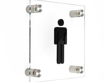 Bsign - Men Restroom Sign - Acrylic Bathroom Plate - WC Toilet Door Plaque