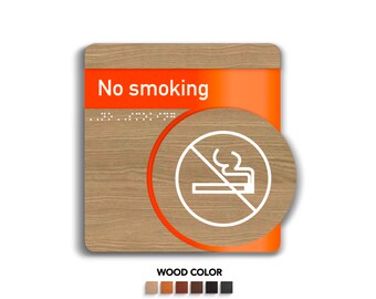 No smoke - Door Sign for Office Signage made of wood and metal ,Room Number Sign, Apartment Door Sign - "Downhill" Design