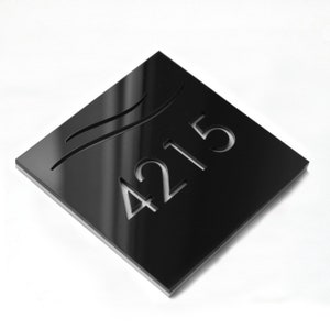 Bsign - Decorative Door Numbers - Personalized Acrylic Elegant Apartment Numbers - Modern Door Number Plaque with Waves