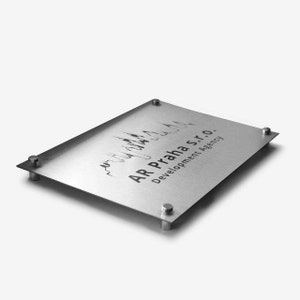 Roestvrij stalen bedrijfsbord - op maat gepersonaliseerd metalen bord - kunst aan de muur - kantoordeurborden - zilveren plaquette - vintage metalen muurkunst
