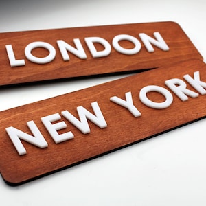 Bsign - World Clock Sign - Time Zone Clock Signs - Wood Sign for Wall ...