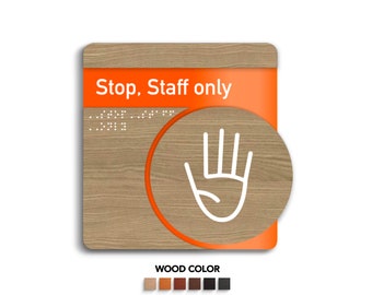 Handmade Wood & Steel Door Sign: Staff Only, WiFi Icon