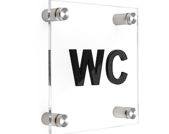 Bsign - WC Restroom Sign - Bathroom Door Symbol - Toilet Plate