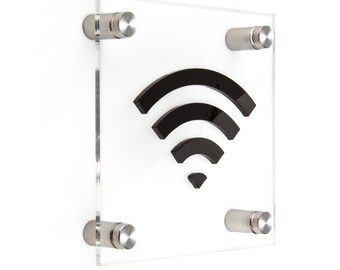 Letrero acrílico de Wi-Fi gratuito: placa de acceso a Internet para invitados