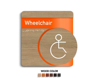 Handmade Wood & Steel Wheelchair Sign: Office Door Plate