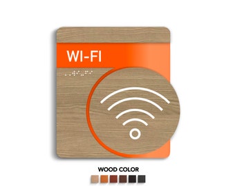 Wi-Fi Door Sign: Wood & Acrylic Office Decor