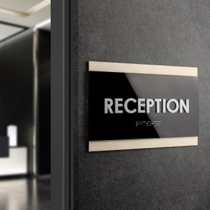 Bsign - Cartel Puerta Recepción para Oficina u Hotel - Cartel Puerta para Oficina - Placa Puerta Negocio - Señalización Hotel