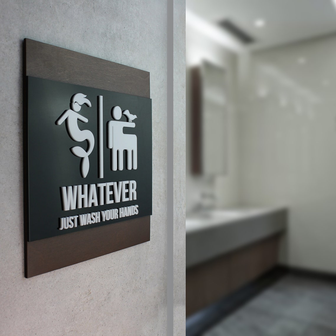 Restroom Sign Bathroom Signs Wall Decor Funny Bathroom Etsy