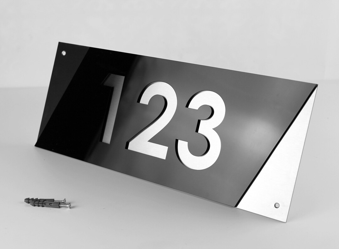 Modern House Numbers Plaque Steel Address Signs Etsy