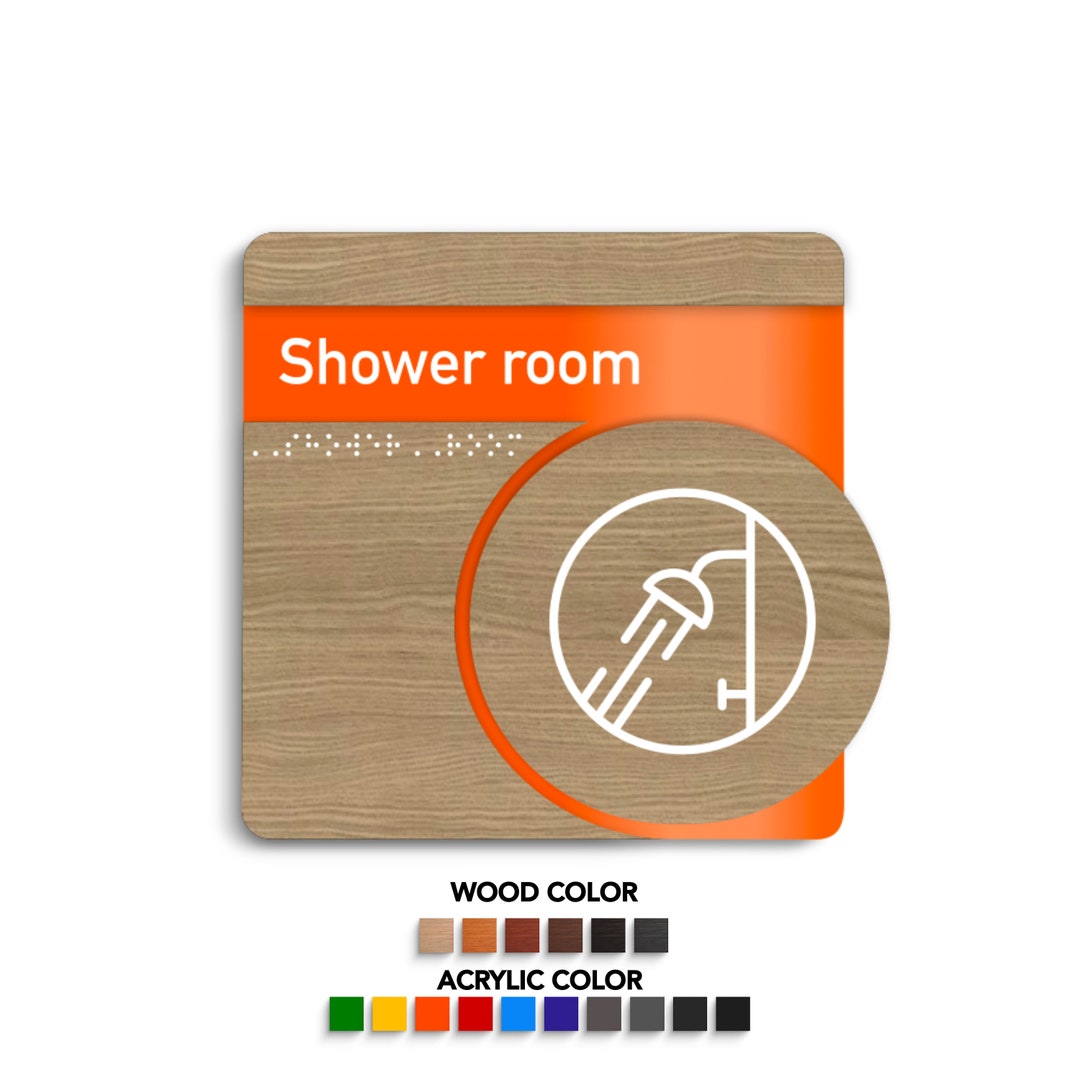 Shower Room Door Sign for Office, Apartment Door Sign. downhill Design