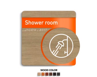 Custom Wood & Acrylic Shower Room Door Sign - Office Apartment Decor