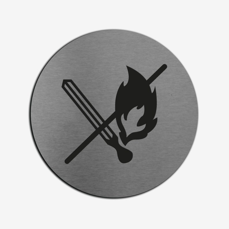 Fire Safety stainless steel Decals Metal Sign No Fire sticker