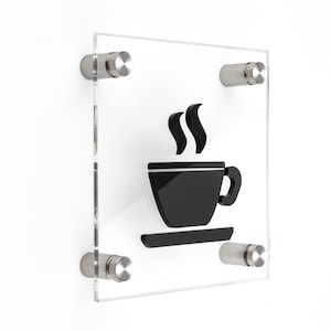 Bsign - Letrero de café acrílico, placa para puerta de cocina, letrero de restaurante, letrero de cafetería, letrero de negocio personalizado, letrero de sala de cocina, letrero de oficina para puerta