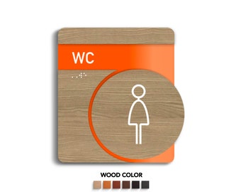 WC Women Restroom - Information icon signs Plate for office and hotel  - "Downhill" Design