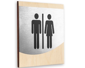 Bsign - Restroom Door Sign - All Gender Bathroom Plate - Water Closet Plaque