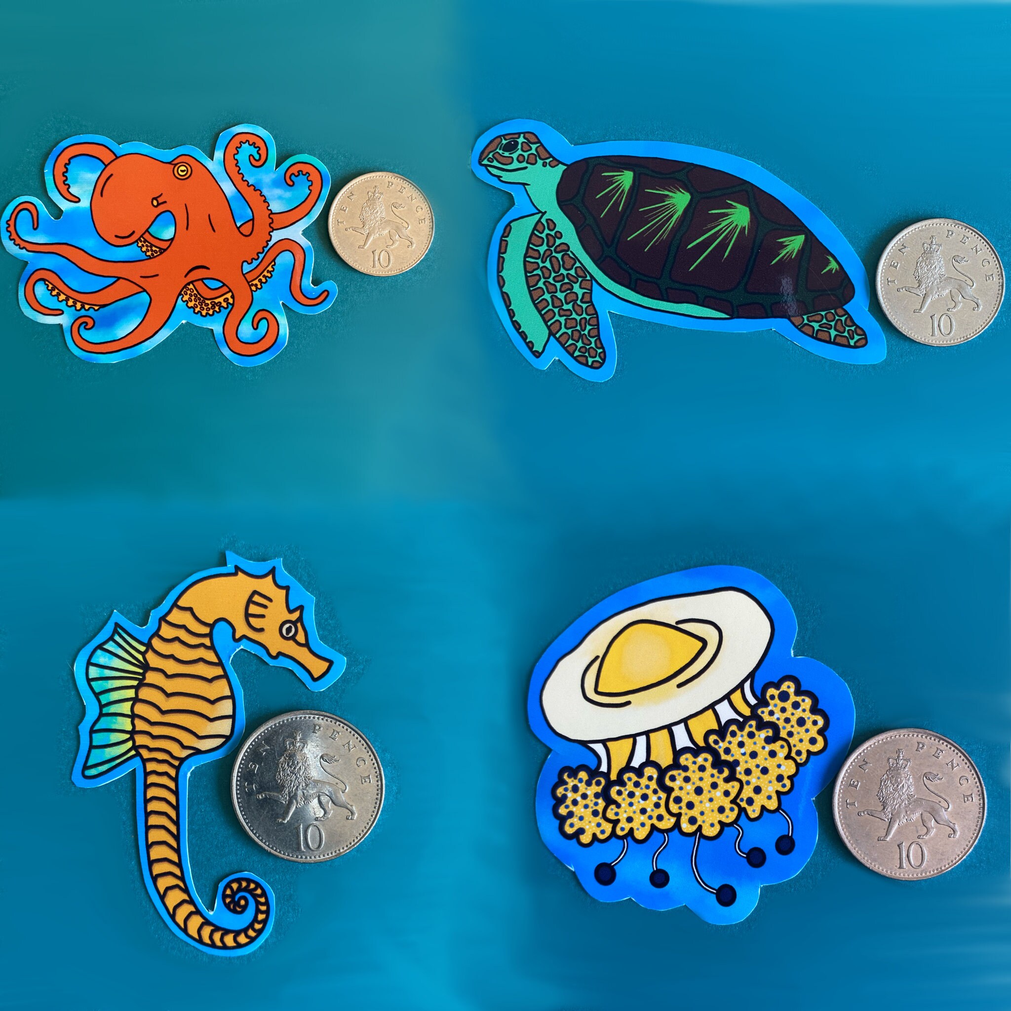 Sea Creature Stickers Multi Pack of 10 | Etsy