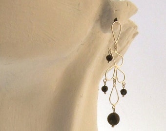 Boucles d'oreilles argent 925 8x onyx noir feuilles d'argent facettées GracyCollection