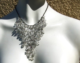 Collier 120x cascades de cristal de roche noué transparent MermaidCollection