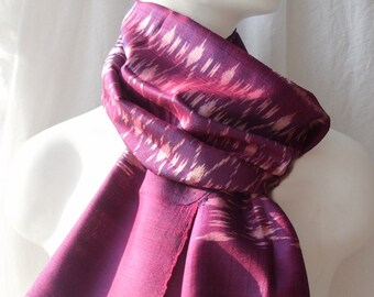 100% soie grège Mudmee 46 x 156 cm foulard rose violet