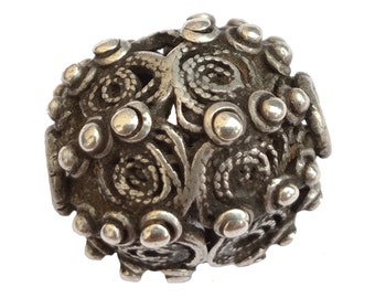 Pendentif boule en filigrane argent antique 16 mm juif yéménite unique antique Yémen