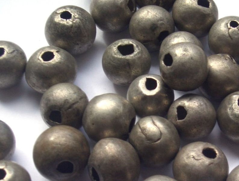 5 Balls-Antique smooth silver balls hand work J