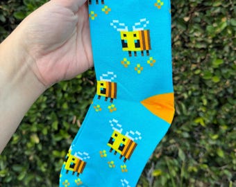 Mining Bee Inspired Socks | Cozy Gamer | Comfy Unisex Cotton Socks