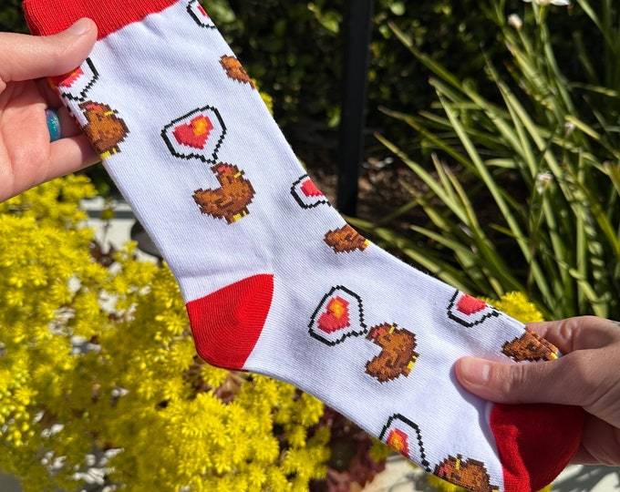 Stardew Valley Chicken Socks, Comfy, Unisex Cotton Socks