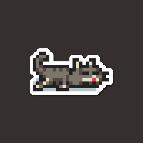 Stardew Valley Grey Sleeping Cat Sticker Etsy