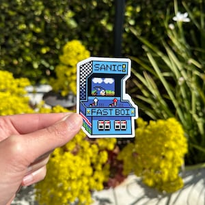 Sanic Go Fast Arcade Sticker, Vinyl Laminated