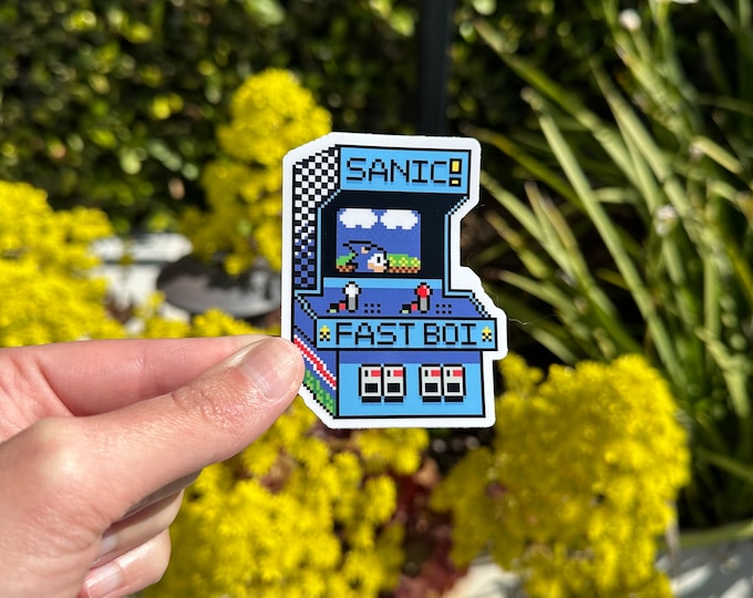 Sanic Go Fast Arcade Sticker, Vinyl Laminated