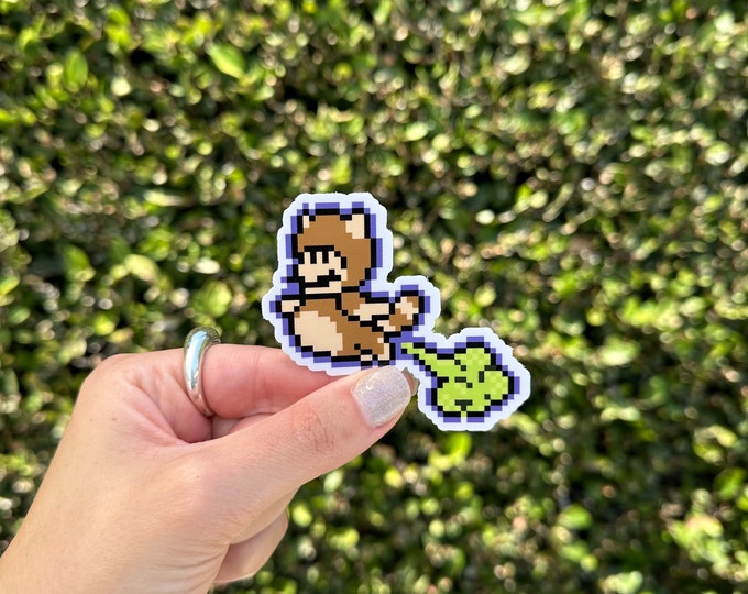 Tanooki Farts Sticker, 8 bit, Mario, funny sticker