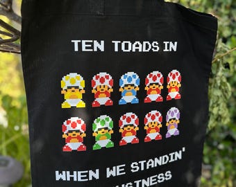 Super Mario Toad Tote Bag, Retro, Canvas