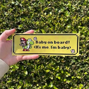 Naklejka na zderzak Baby on Board, Yoshi i Baby Mario