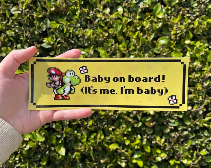 Baby on Board Bumper Sticker, Yoshi and Baby Mario