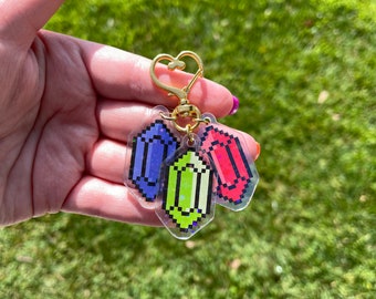 Zelda Rupee Keychain, Acrylic, Gamer Gift