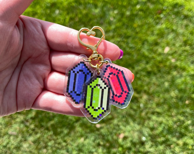 Zelda Rupee Keychain, Acrylic, Gamer Gift