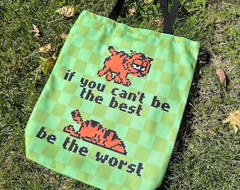 Lazy Cat Tote Bag, Reusable tote, shoulder bag, gamer gift