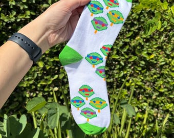 Ninja Turtle Popsicle Socks, Comfy, Unisex Cotton Socks