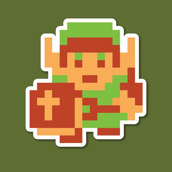 Zelda Link Pixel Vinyl Sticker 3.5 Tall - Includes Two Stickers