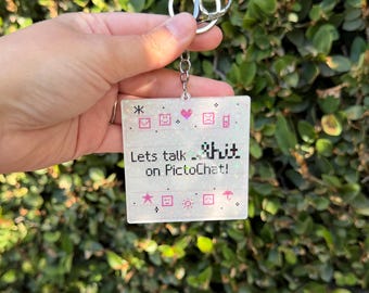 Picto Chat Inspired Keychain, Acrylic, Gamer Gift