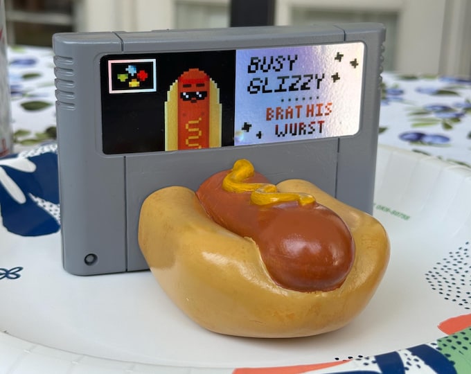 NES Catridge Collectible Hotdog Game, Handmade