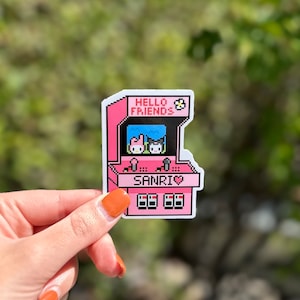 Hello Friends Arcade Sticker, Vinyl Laminated